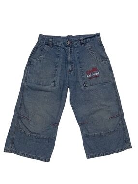 Vintage Slim Shady Eminem Jean Shorts 32 Baggy Blue Denim Hip Hop 90s Y2K